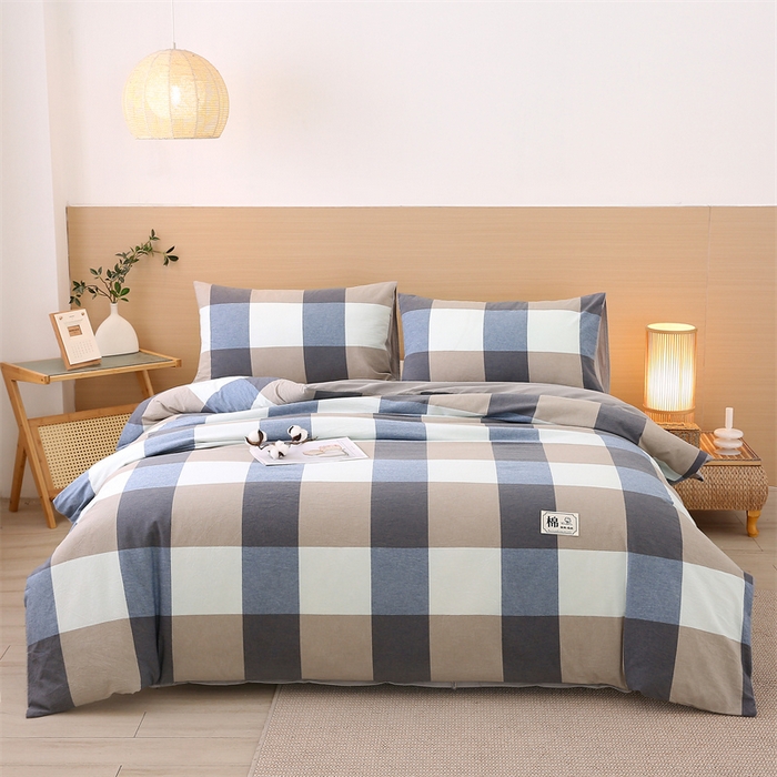 91家纺网 家纺一手货源 找家纺 好睡棉 2025新款无印风可拆洗新疆棉花被冬被春秋被夏被四季被子被芯 蓝白大格