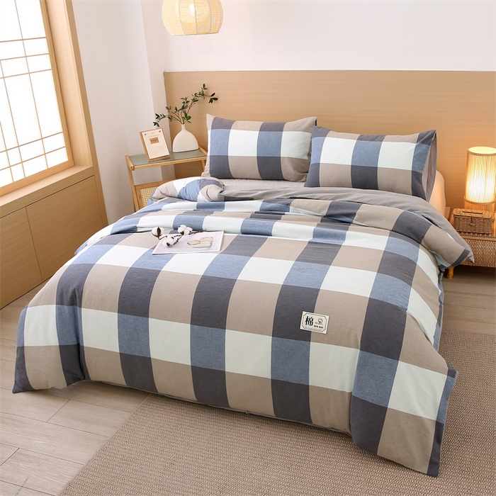 91家纺网 家纺一手货源 找家纺 好睡棉 2025新款无印风可拆洗新疆棉花被冬被春秋被夏被四季被子被芯 蓝白大格