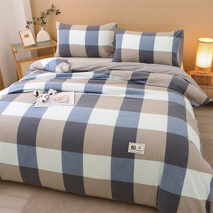 91家纺网 家纺一手货源 找家纺 好睡棉 2025新款无印风可拆洗新疆棉花被冬被春秋被夏被四季被子被芯 蓝白大格