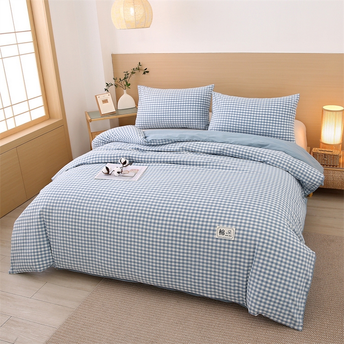 91家纺网 家纺一手货源 找家纺 好睡棉 2025新款无印风可拆洗新疆棉花被冬被春秋被夏被四季被子被芯 蓝小格