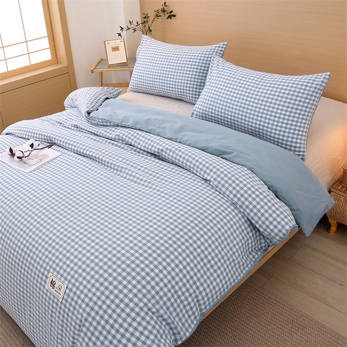 91家纺网 家纺一手货源 找家纺 好睡棉 2025新款无印风可拆洗新疆棉花被冬被春秋被夏被四季被子被芯 蓝小格