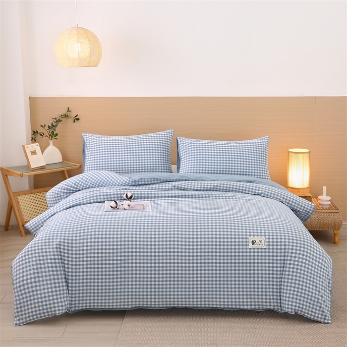 91家纺网 家纺一手货源 找家纺 好睡棉 2025新款无印风可拆洗新疆棉花被冬被春秋被夏被四季被子被芯 蓝小格