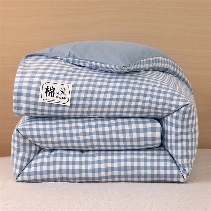 91家纺网 家纺一手货源 找家纺 好睡棉 2025新款无印风可拆洗新疆棉花被冬被春秋被夏被四季被子被芯 蓝小格