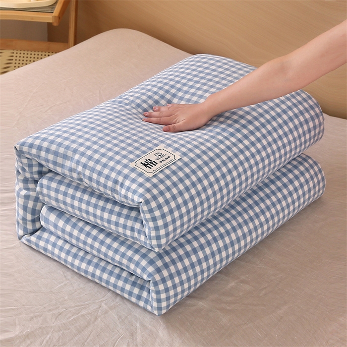 91家纺网 家纺一手货源 找家纺 好睡棉 2025新款无印风可拆洗新疆棉花被冬被春秋被夏被四季被子被芯 蓝小格