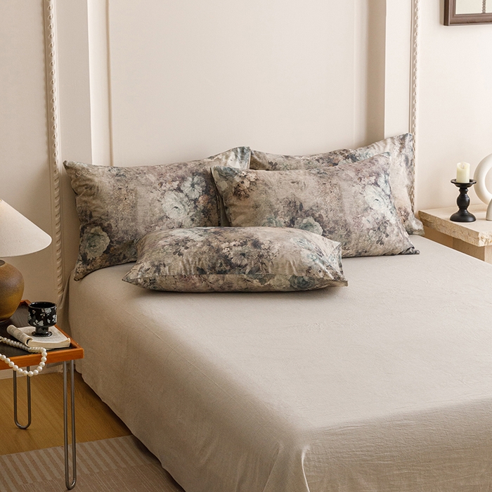 91家纺网 家纺一手货源 找家纺 爱思佳 2025新款棉麻数码印花单品枕套枕套单件-单枕套 复古花语-兰