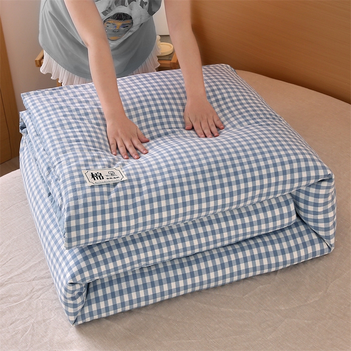 91家纺网 家纺一手货源 找家纺 好睡棉 2025新款无印风可拆洗新疆棉花被冬被春秋被夏被四季被子被芯 蓝小格