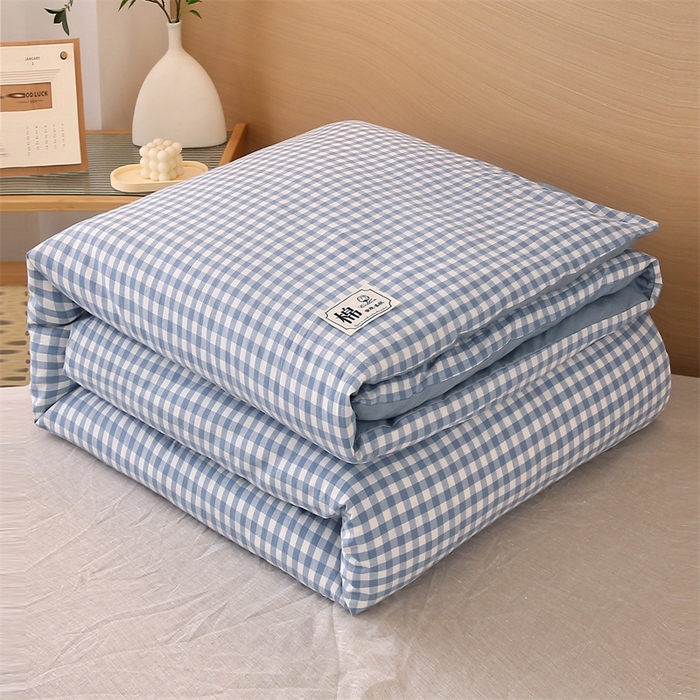 91家纺网 家纺一手货源 找家纺 好睡棉 2025新款无印风可拆洗新疆棉花被冬被春秋被夏被四季被子被芯 蓝小格