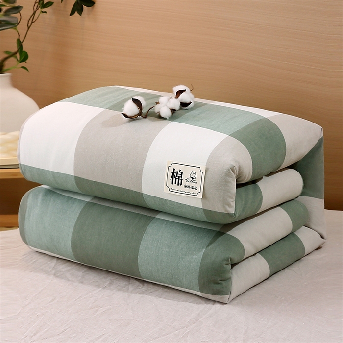 91家纺网 家纺一手货源 找家纺 好睡棉 2025新款无印风可拆洗新疆棉花被冬被春秋被夏被四季被子被芯 绿大格