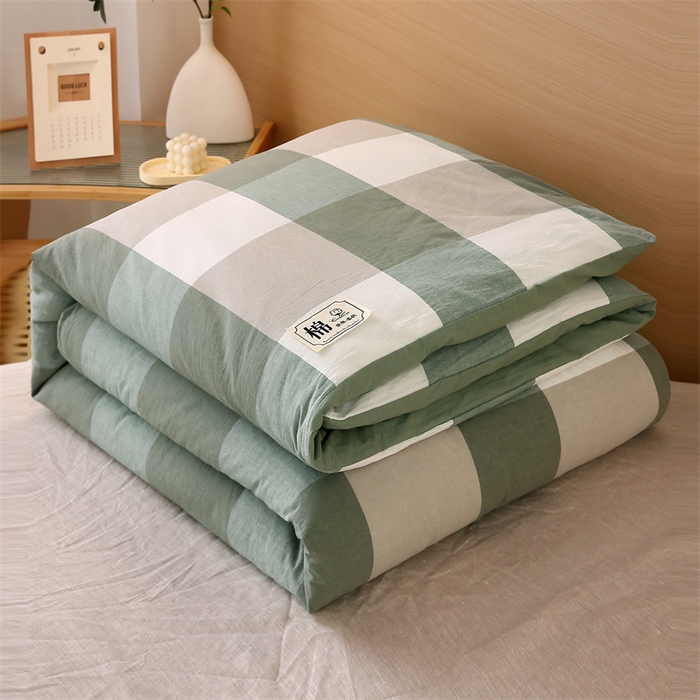91家纺网 家纺一手货源 找家纺 好睡棉 2025新款无印风可拆洗新疆棉花被冬被春秋被夏被四季被子被芯 绿大格