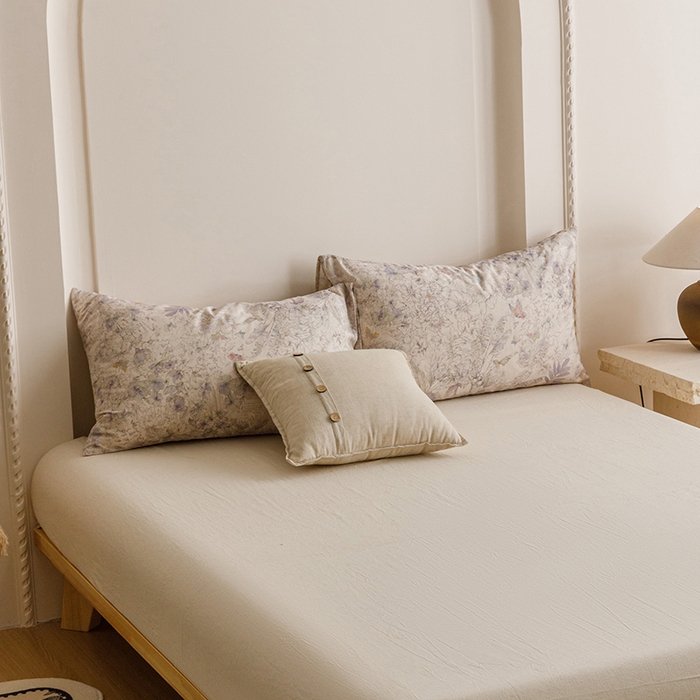 91家纺网 家纺一手货源 找家纺 爱思佳 2025新款棉麻数码印花单品枕套枕套单件-单枕套 花蝶-紫