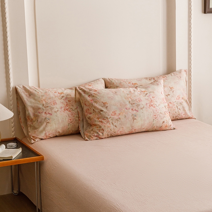 91家纺网 家纺一手货源 找家纺 爱思佳 2025新款棉麻数码印花单品枕套枕套单件-单枕套 花影柔