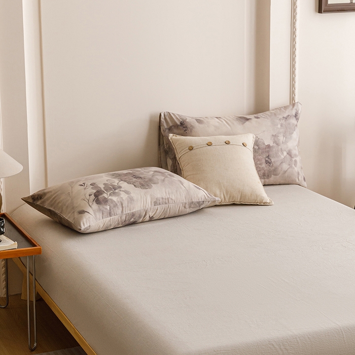 爱思佳 2025新款棉麻数码印花单品枕套枕套单件-单枕套 素潇-灰