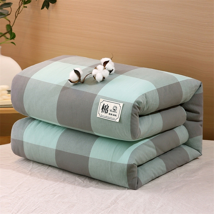 91家纺网 家纺一手货源 找家纺 好睡棉 2025新款无印风可拆洗新疆棉花被冬被春秋被夏被四季被子被芯 烟灰大格