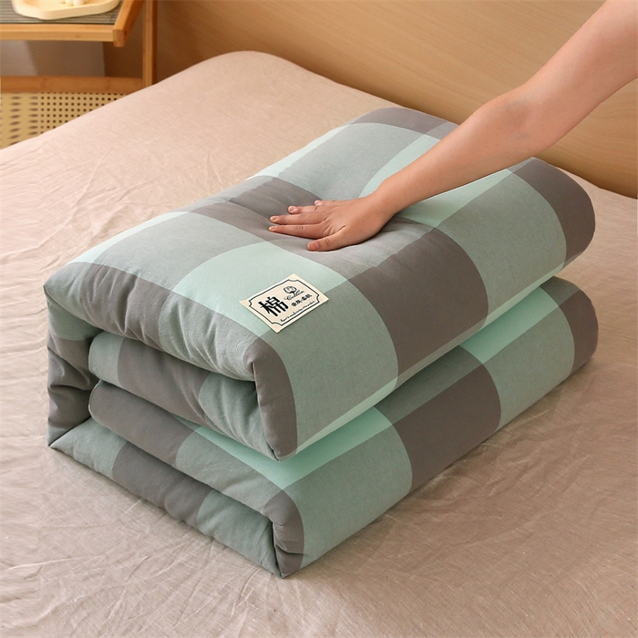 91家纺网 家纺一手货源 找家纺 好睡棉 2025新款无印风可拆洗新疆棉花被冬被春秋被夏被四季被子被芯 烟灰大格