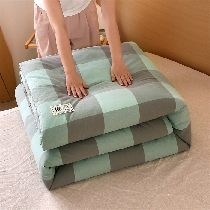 91家纺网 家纺一手货源 找家纺 好睡棉 2025新款无印风可拆洗新疆棉花被冬被春秋被夏被四季被子被芯 烟灰大格