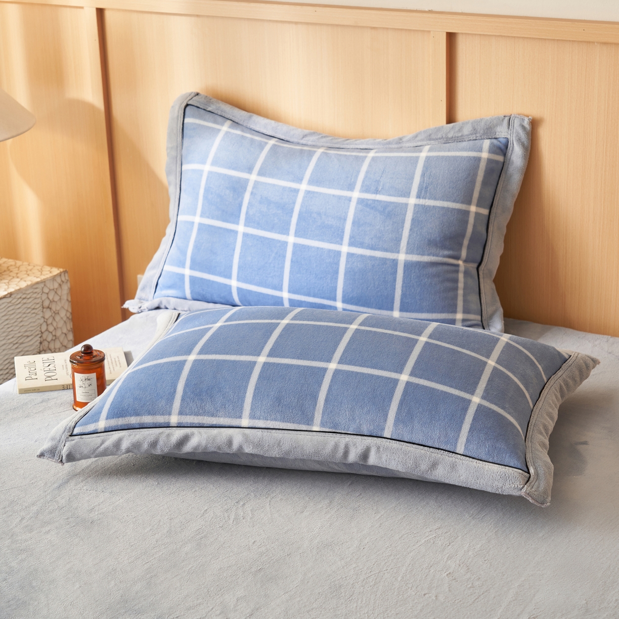 91家纺网 家纺一手货源 找家纺 子由家居 2025新款牛奶绒无印风可拆洗冬被被子被芯 蓝调格