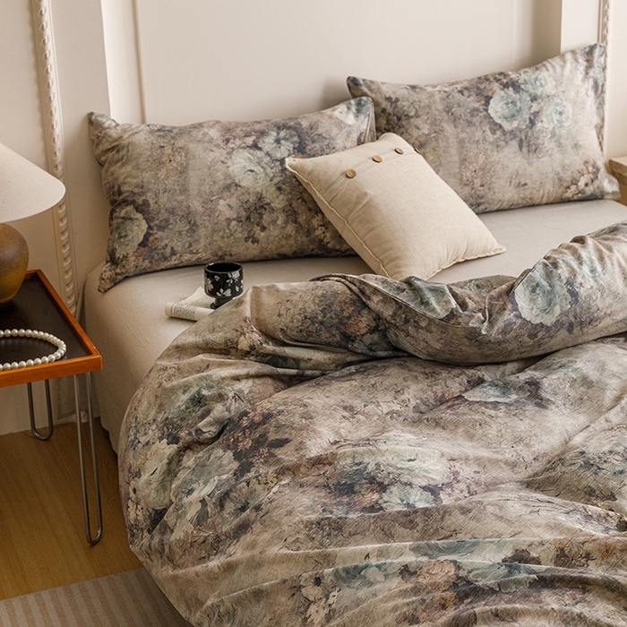 91家纺网 家纺一手货源 找家纺 爱思佳 2025新款棉麻数码印花单品被套被套单件-单被套 复古花语-兰