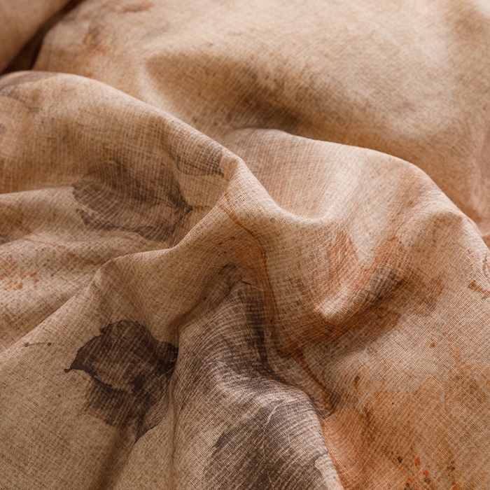 91家纺网 家纺一手货源 找家纺 爱思佳 2025新款棉麻数码印花单品被套被套单件-单被套 花间墨韵-咖