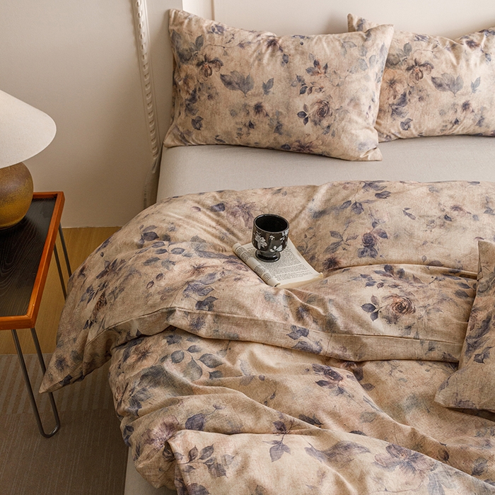 91家纺网 家纺一手货源 找家纺 爱思佳 2025新款棉麻数码印花单品被套被套单件-单被套 花间墨韵-兰
