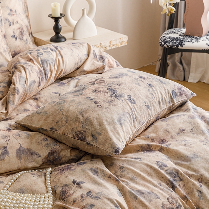 91家纺网 家纺一手货源 找家纺 爱思佳 2025新款棉麻数码印花单品被套被套单件-单被套 花间墨韵-兰