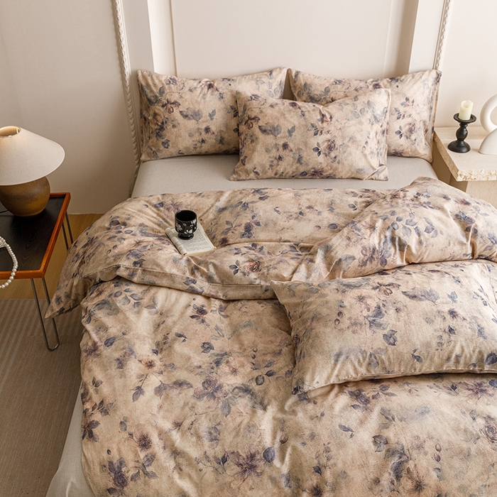 91家纺网 家纺一手货源 找家纺 爱思佳 2025新款棉麻数码印花单品被套被套单件-单被套 花间墨韵-兰