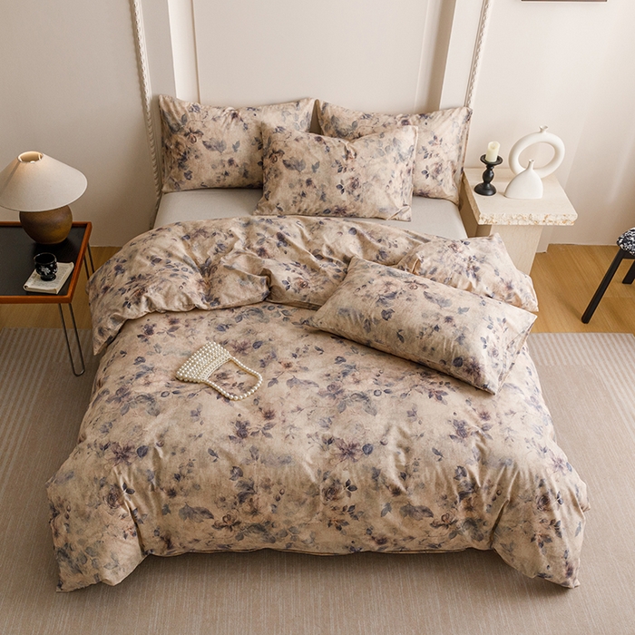 91家纺网 家纺一手货源 找家纺 爱思佳 2025新款棉麻数码印花单品被套被套单件-单被套 花间墨韵-兰