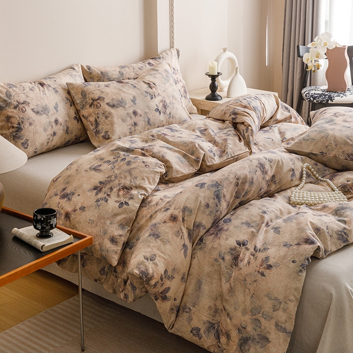 91家纺网 家纺一手货源 找家纺 爱思佳 2025新款棉麻数码印花单品被套被套单件-单被套 花间墨韵-兰