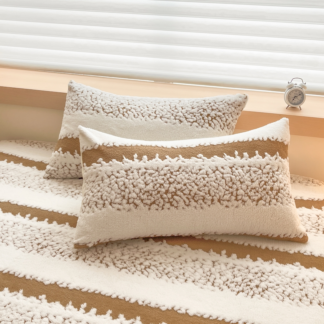 91家纺网 家纺一手货源 找家纺 卡伦家纺 2025新款阳离子提花牛奶绒床笠-暖阳系列 暖阳-咖