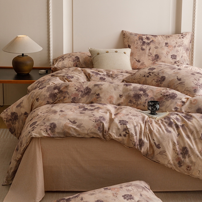 91家纺网 家纺一手货源 找家纺 爱思佳 2025新款棉麻数码印花单品被套被套单件-单被套 暮雅花