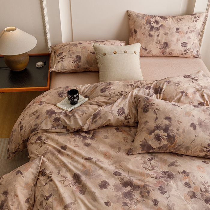 91家纺网 家纺一手货源 找家纺 爱思佳 2025新款棉麻数码印花单品被套被套单件-单被套 暮雅花