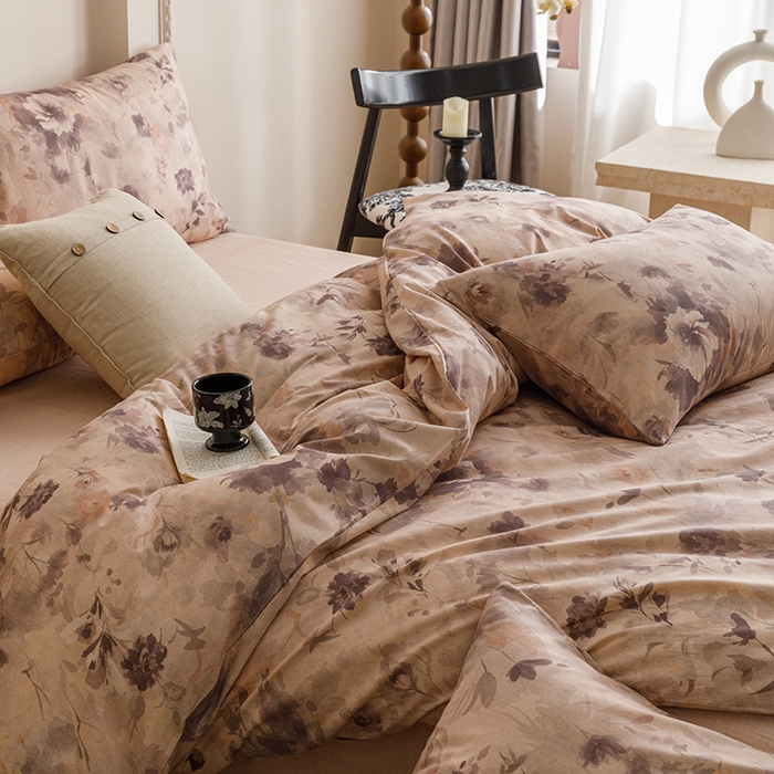 91家纺网 家纺一手货源 找家纺 爱思佳 2025新款棉麻数码印花单品被套被套单件-单被套 暮雅花