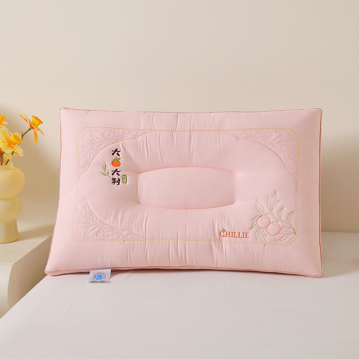 91家纺网 家纺一手货源 找家纺 万聚凯枕芯 2025新款亲肤木棉大桔大利枕头枕芯 大桔大利-粉色