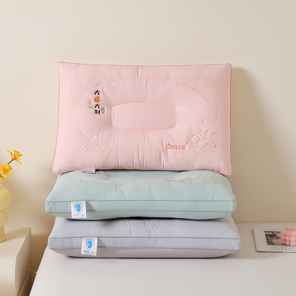 91家纺网 家纺一手货源 找家纺 万聚凯枕芯 2025新款亲肤木棉大桔大利枕头枕芯 组合图