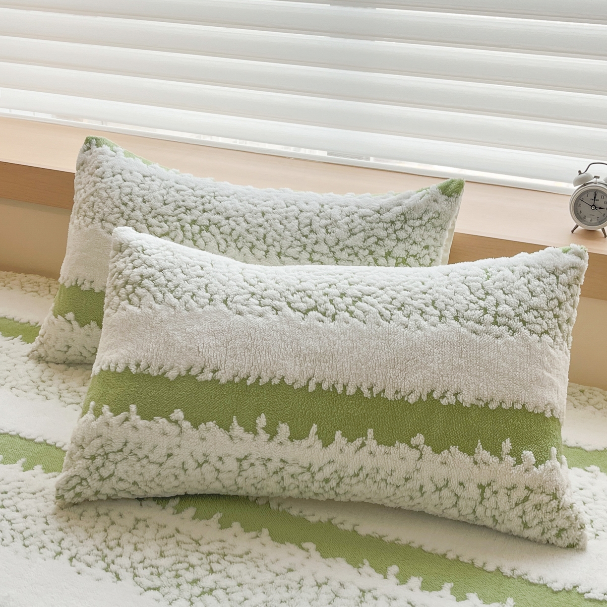 91家纺网 家纺一手货源 找家纺 卡伦家纺 2025新款阳离子提花牛奶绒床笠-暖阳系列 暖阳-绿