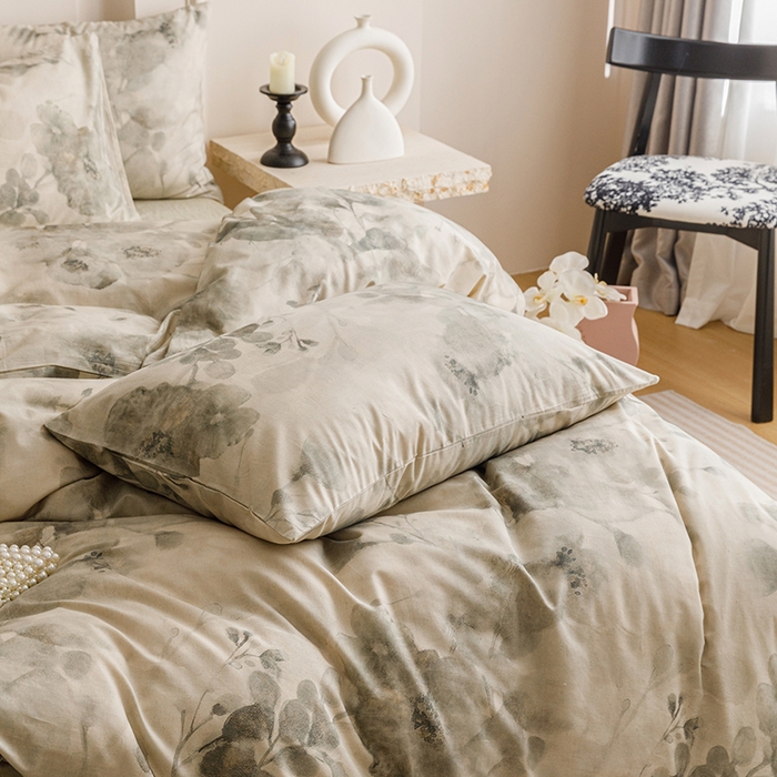 91家纺网 家纺一手货源 找家纺 爱思佳 2025新款棉麻数码印花单品被套被套单件-单被套 素潇-绿