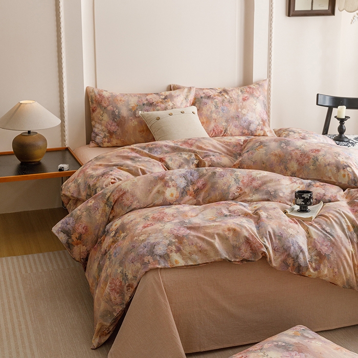 91家纺网 家纺一手货源 找家纺 爱思佳 2025新款棉麻数码印花单品被套被套单件-单被套 雅菲韵-粉