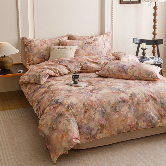 91家纺网 家纺一手货源 找家纺 爱思佳 2025新款棉麻数码印花单品被套被套单件-单被套 雅菲韵-粉