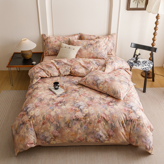 91家纺网 家纺一手货源 找家纺 爱思佳 2025新款棉麻数码印花单品被套被套单件-单被套 雅菲韵-粉