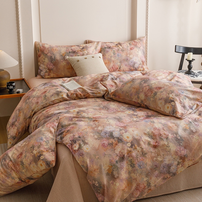 91家纺网 家纺一手货源 找家纺 爱思佳 2025新款棉麻数码印花单品被套被套单件-单被套 雅菲韵-粉