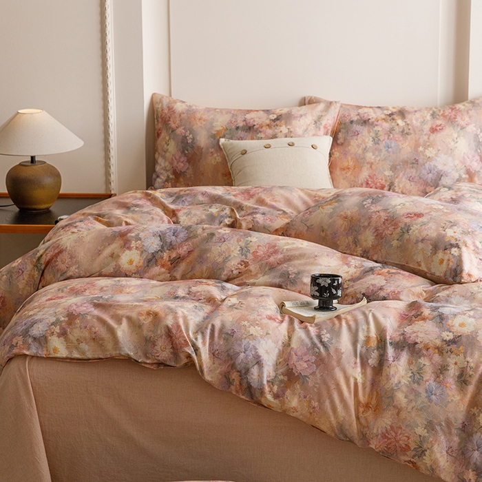 91家纺网 家纺一手货源 找家纺 爱思佳 2025新款棉麻数码印花单品被套被套单件-单被套 雅菲韵-粉