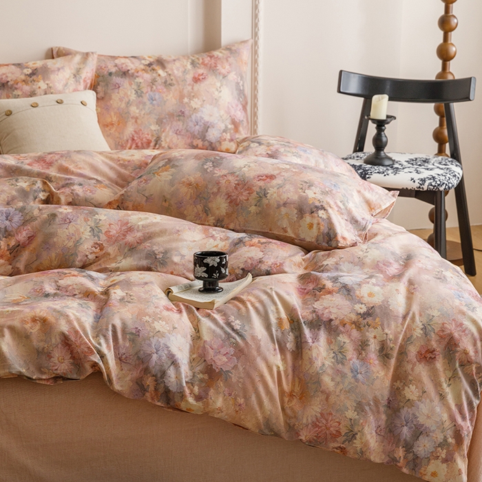 91家纺网 家纺一手货源 找家纺 爱思佳 2025新款棉麻数码印花单品被套被套单件-单被套 雅菲韵-粉