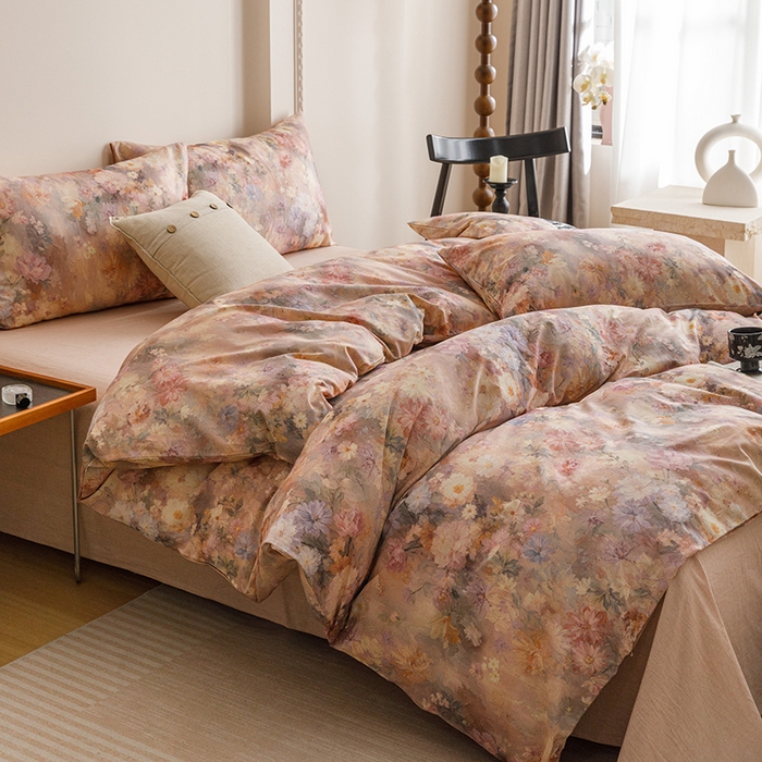 91家纺网 家纺一手货源 找家纺 爱思佳 2025新款棉麻数码印花单品被套被套单件-单被套 雅菲韵-粉