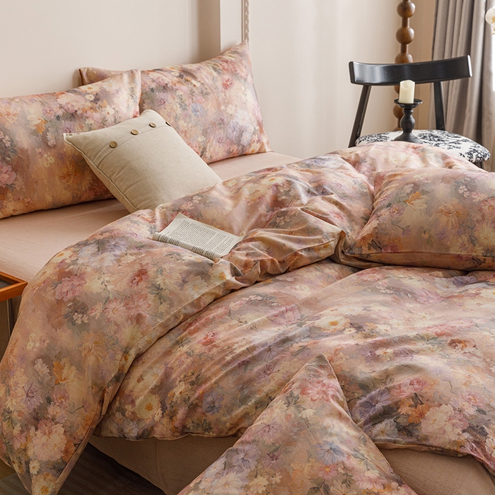 91家纺网 家纺一手货源 找家纺 爱思佳 2025新款棉麻数码印花单品被套被套单件-单被套 雅菲韵-粉