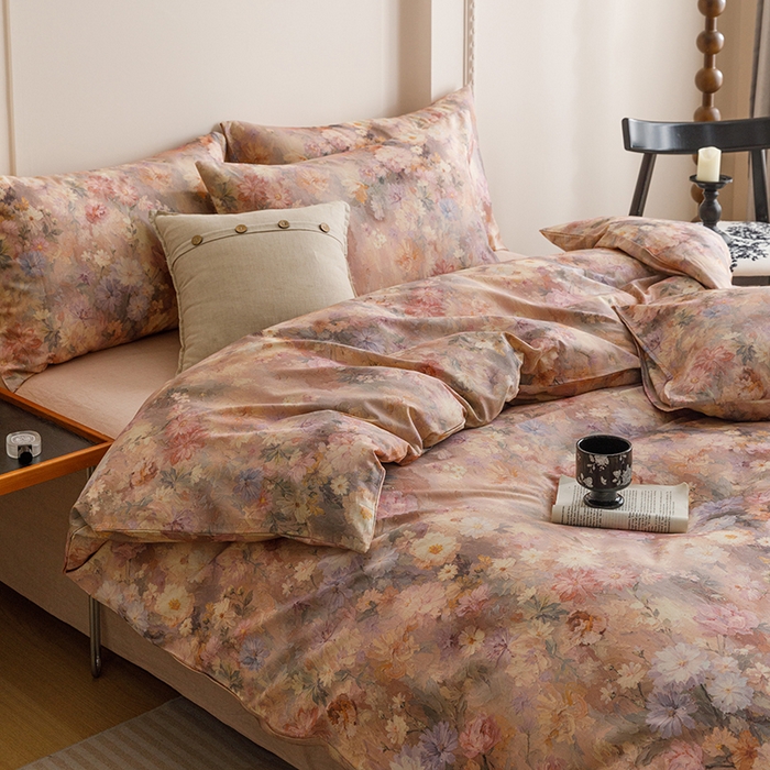 91家纺网 家纺一手货源 找家纺 爱思佳 2025新款棉麻数码印花单品被套被套单件-单被套 雅菲韵-粉