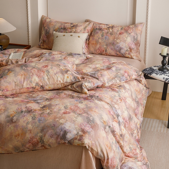 91家纺网 家纺一手货源 找家纺 爱思佳 2025新款棉麻数码印花单品被套被套单件-单被套 雅菲韵-粉