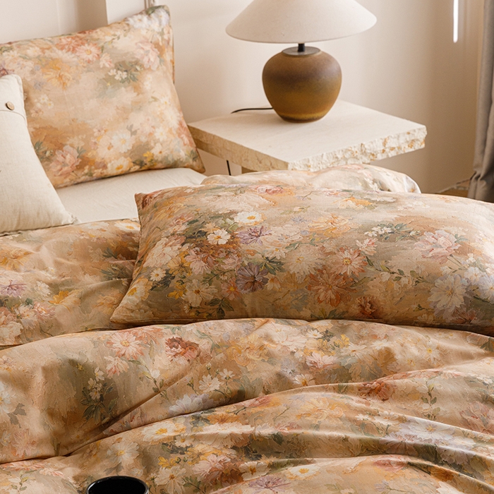 91家纺网 家纺一手货源 找家纺 爱思佳 2025新款棉麻数码印花单品被套被套单件-单被套 雅菲韵-咖