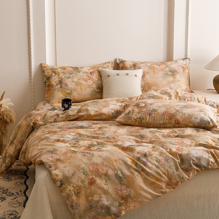 91家纺网 家纺一手货源 找家纺 爱思佳 2025新款棉麻数码印花单品被套被套单件-单被套 雅菲韵-咖