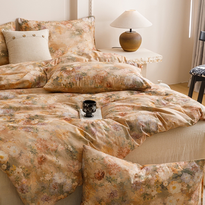 91家纺网 家纺一手货源 找家纺 爱思佳 2025新款棉麻数码印花单品被套被套单件-单被套 雅菲韵-咖