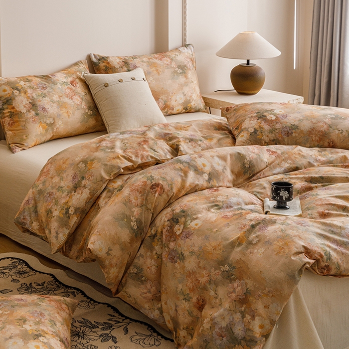 91家纺网 家纺一手货源 找家纺 爱思佳 2025新款棉麻数码印花单品被套被套单件-单被套 雅菲韵-咖