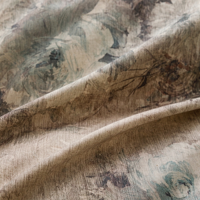 91家纺网 家纺一手货源 找家纺 爱思佳 2025新款棉麻数码印花四件套 复古花语-兰